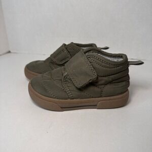 Carters Mateo Toddler Boys Olive Green Quilted High Top Sneaker Boots Size 5